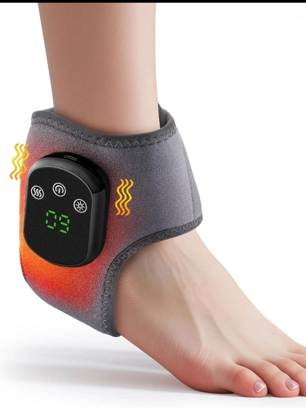 Cordless Ankle Massager with Heat, Rechargeable Ankle Heating Pad Wrap for Pain